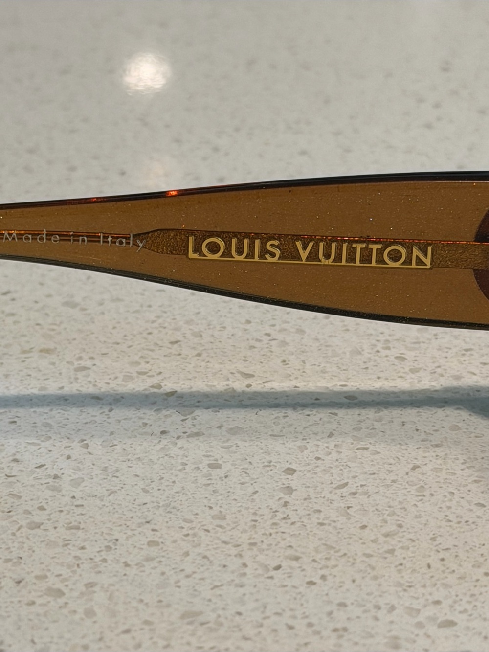 Louis Vuitton Brown Tortoiseshell Temple Sunglasses with Gold Logo